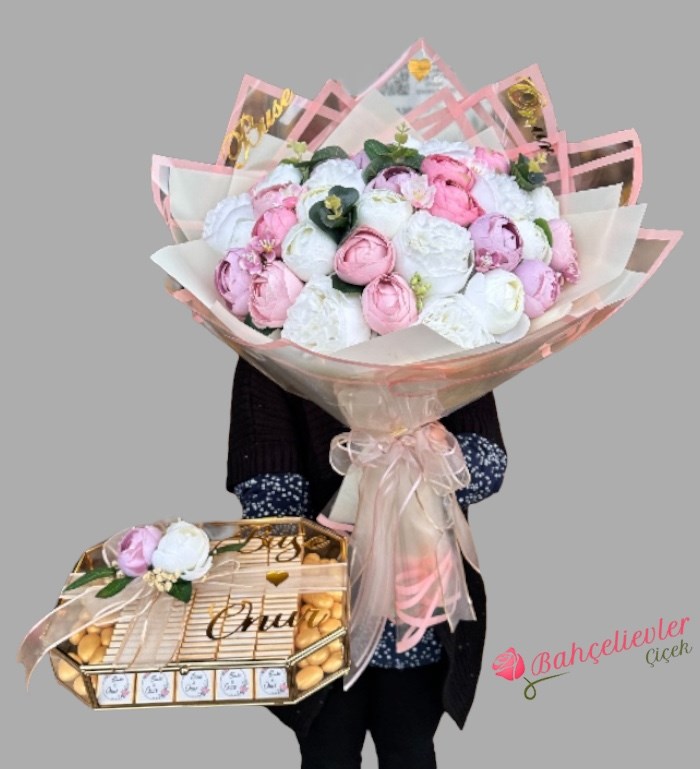 41 Şakayık Buketimiz Kumaş Çiçeklerden Hazırlanıyor 19