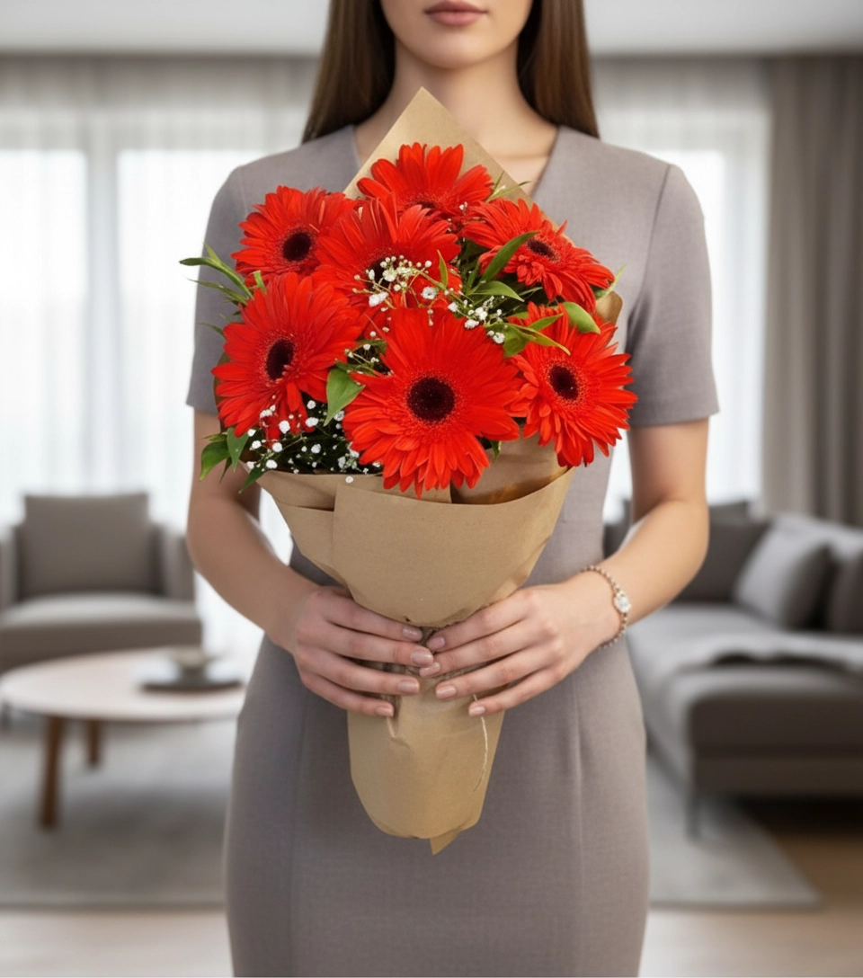 7'Li Kırmızı Gerbera Buketi