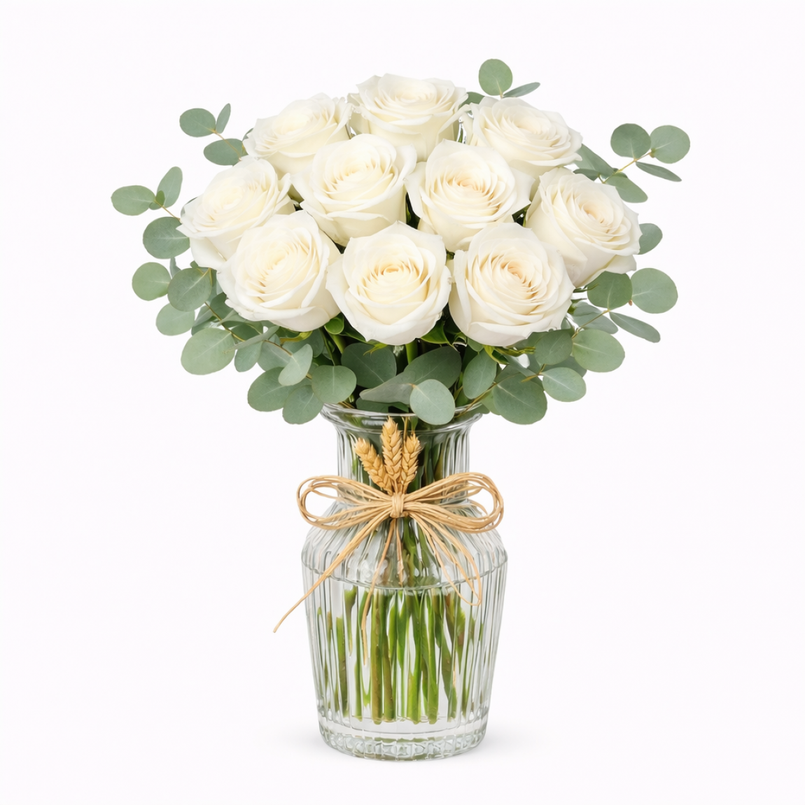 9 Beyaz Gül Vazoda