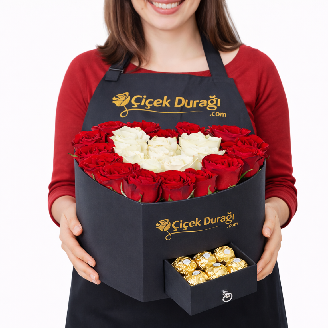 Lüks Kalp Kutu Gül Aranjmanı | Çikolatalı Premium Seri