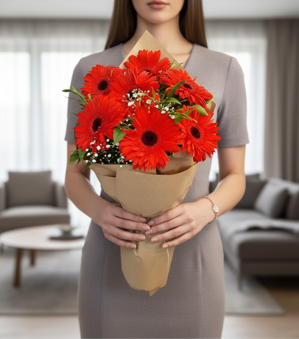 7'Li Kırmızı Gerbera Buketi