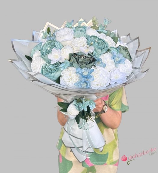 41 Şakayık Buketimiz Kumaş Çiçeklerden Hazırlanıyor 18