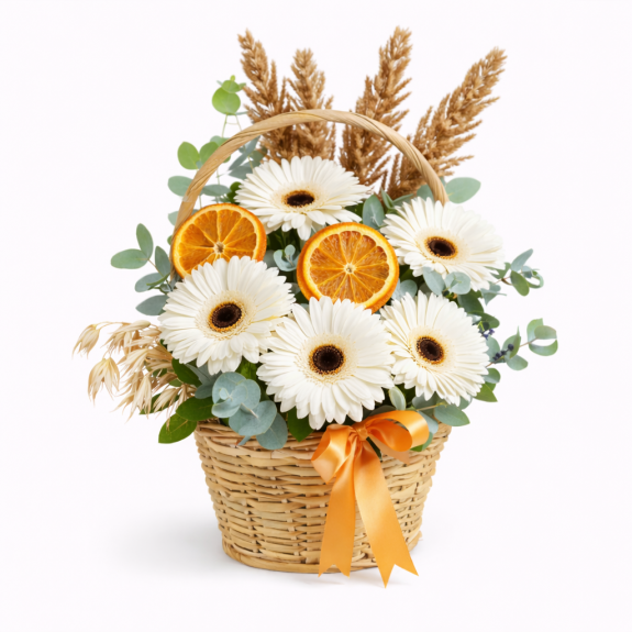 Sepette Beyaz Gerberar