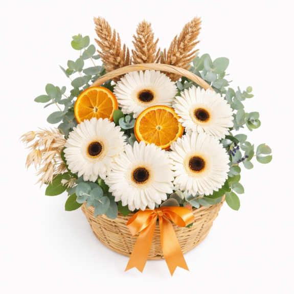 Sepette Beyaz Gerberar