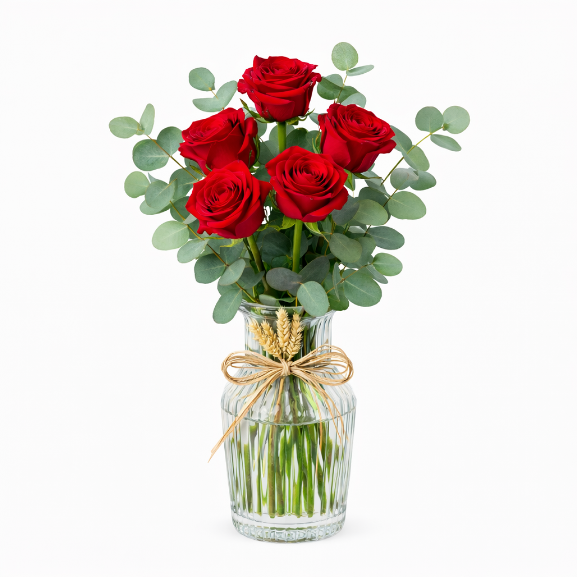 Vazoda 5 Kırmızı Gül